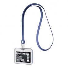 ErichKrause booklet Funda para Tarjeta con Colgante - Orientacion Horizontal - Silicona - Incluye Colgante - Formato 54x85mm - Color Azul/Blanco