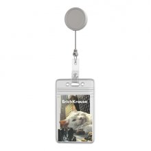 ErichKrause Big City Cats Funda para Tarjeta - Orientacion Vertical - Llavero Retractil - PVC Transparente - Formato 62x91mm - Color Transparente