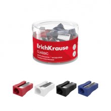ErichKrause EasySharp Classic Sacapuntas de Plastico - Cuchilla Niquelada de Acero al Carbono - Orificio de 8mm - Colores Surtidos (60 uds)