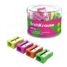 ErichKrause EasySharp Neon Sacapuntas de Plastico - Cuchilla Niquelada de Acero al Carbono - Orificio de 8mm - Colores Surtidos (60 uds)