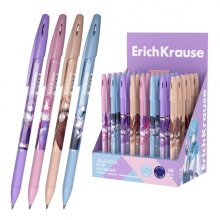 ErichKrause R-301 Stick and Grip Manga Expositor con 48 Boligrafos con Capuchon - Modelos Surtidos - Trazo 0.35mm - Zona de Agarre de Goma - Tinta de Secado Rapido - Tapa Ventilada - Color Azul