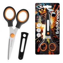 ErichKrause Junior Protect Mine Block Tijeras de 13cm - Mangos de Plastico Resistente a Golpes - Funda Protectora - Ergonomicas - Color Negro