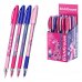 ErichKrause U-109 Stick and Grip Pinna Kotta Boligrafo con Capuchon - Modelos Surtidos - Trazo 0.3mm - Zona de Agarre de Goma - Tinta de Baja Viscosidad - Tapa Ventilada - Color Azul (50 uds)