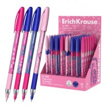 ErichKrause U-109 Stick and Grip Pinna Kotta Expositor con 48 Boligrafos con Capuchon - Modelos Surtidos - Trazo 0.3mm - Zona de Agarre de Goma - Tinta de Baja Viscosidad - Tapa Ventilada - Color Azul
