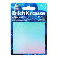 ErichKrause Aquamarine Bloc de 20 Notas Adhesivas Reposicionables - Plastico - 73x73mm - Pegamento a Base de Agua - Colores Surtidos