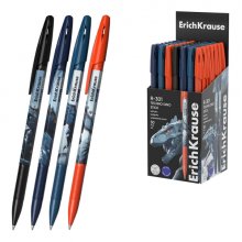ErichKrause R-301 Stick Techno Dino Boligrafo con Capuchon - Modelos Surtidos - Trazo 0.35mm - Tinta de Secado Rapido - Tapa Ventilada - Color Azul (50 uds)