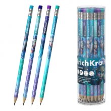 ErichKrause Aquamarine Lapiz de Grafito con Goma de Borrar - Mina HB - Cuerpo Redondo - Plastico - Agarre Ergonomico - Colores Surtidos (42 uds)