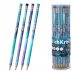 ErichKrause Aquamarine Lapiz de Grafito con Goma de Borrar - Mina HB - Cuerpo Redondo - Plastico - Agarre Ergonomico - Colores Surtidos (42 uds)