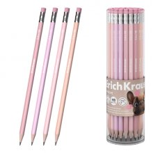 ErichKrause Frenchie Lapiz de Grafito con Goma de Borrar - Mina HB - Cuerpo Triangular - Agarre Ergonomico - Colores Surtidos (42 uds)