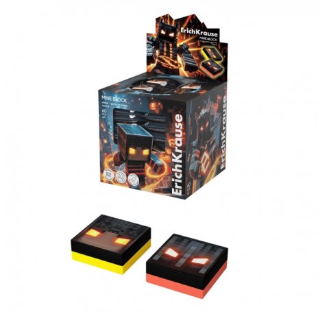 ErichKrause Mine Block Expositor con 60 Gomas de Borrar - PVC Ecologico - Hipoalergenico - No Deja Residuos - No Rasga el Papel - Colores Surtidos
