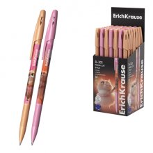 ErichKrause R-301 Stick Prima Cat Boligrafo con Capuchon - Modelos Surtidos - Trazo 0.35mm - Tinta de Secado Rapido - Tapa Ventilada - Color Azul (50 uds)