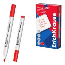 ErichKrause W-170 Light Rotulador para Pizarra Blanca - Facil de Borrar - Punta Conica - Trazo de 2.5mm - Secado Rapido - Cuerpo Triangular - Color Rojo (12 uds)