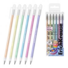 ErichKrause Milky Pack de 6 Boligrafos con Capuchon - Punta de 1.0mm - Trazo 1mm - Tinta de Gel - Resistente al Agua - Secado Rapido - Colores Surtidos