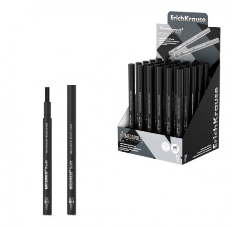 ErichKrause MEGAPOLIS Soft Expositor con 30 Packs de 15 Minas de Repuesto para Portaminas - 0.5mm en Grado HB - Colores Surtidos