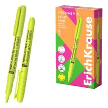 ErichKrause Visioline V-15 Light Neon Marcador Fluorescente - Punta Biselada - Trazo de 0.6 a 3.5mm - Color Amarillo (12 uds)