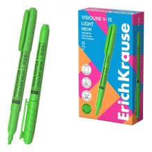 ErichKrause Visioline V-15 Light Neon Marcador Fluorescente - Punta Biselada - Trazo de 0.6 a 3.5mm - Color Verde (12 uds)