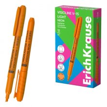 ErichKrause Visioline V-15 Light Neon Marcador Fluorescente - Punta Biselada - Trazo de 0.6 a 3.5mm - Color Naranja (12 uds)