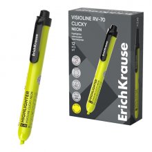 ErichKrause Visioline RV-70 Clicky Marcador Fluorescente - Retractil - Punta Biselada - Trazo de 1.0mm a 3.5mm - Color Amarillo (12 uds)