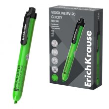 ErichKrause Visioline RV-70 Clicky Neon Marcador Fluorescente - Retractil - Punta Biselada - Trazo de 1.0mm a 3.5mm - Color Verde (12 uds)