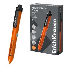 ErichKrause Visioline RV-70 Clicky Neon Marcador Fluorescente - Retractil - Punta Biselada - Trazo de 1.0mm a 3.5mm - Color Naranja (12 uds)