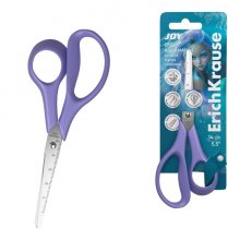 ErichKrause JOY Ergo Aquamarine Tijeras de 14cm - Mangos de Plastico Resistente a Golpes - Regla de 5cm en la Hoja - Ergonomicas - Color Lila
