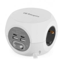 Orbegozo EN 4000 - Enchufe 7 en 1 con Tomas de Tierra y Conexiones USB-C - Compacto y Seguro - Ideal para Viajes - Cable de 1.5 Metros - Carga Multiples Dispositivos Simultaneamente