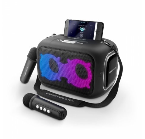 Energy Sistem Altavoz Karaoke - Bluetooth 5.4 - True Wireless - 60W - IPX4 - 8h Autonomia - Luces LED - 2 Microfonos Inalambricos - Reproductor MP3 - Color Negro