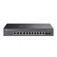 TP-Link Omada ER7412-M2 Router - VPN - 8xRJ45 1Gbps - 2xRJ45 2.5Gbps - 2x1Gbps SFP - USB 3.0 - Carcasa de Acero - Balanceo de Carga - Gestion Centralizada en Nube - Color Negro