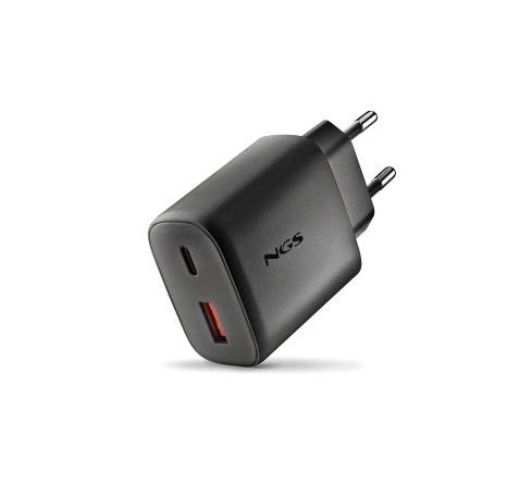 NGS ERA 45W Cargador de Pared Ultrarrapido GaN - 1 USB-C y 1 USB-A - Color Negro