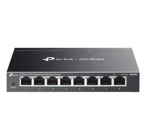 TP-Link Omada ES208G Switch 8 Puertos RJ45 1Gbps - Gestionado - Conmutacion hasta 16Gbps - Plug and Play - Soporta QOS - Color Negro