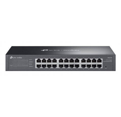 TP-Link Omada ES224G Switch 24 Puertos RJ45 1Gbps - Negociacion Automatica - Plug and Play - Soporta QOS - Conmutacion hasta 48Gbps - Color Negro