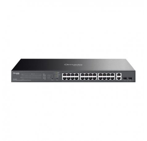 TP-Link Omada ES228GP Switch 28 Puertos - Gestionado - 26xRJ45 PoE+ 1Gbps - 2xSFP 1Gbps - Soporta QOS - 2 Ventiladores Internos - Conmutacion hasta 56Gbps - Carcasa Metalica - Color Negro