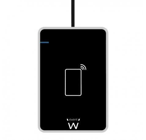 Ewent Lectores de Tarjetas Inteligentes DNIe y NFC - Cable de 0.6m - Sin Contacto - Color Negro