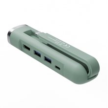 Ewent Hub USB-C 5 en 1 - 1x RJ45 - 1x HDMI 4K - 1x USB-C - 2x USB-A - hasta 1000Mbps - Color Verde Pastel