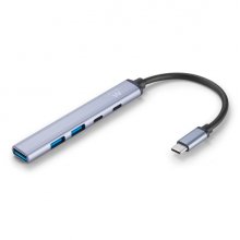 Ewent EW1149 Hub 5 Puertos - 1x USB-A 3.2 Gen1, 2x USB 2.0, 1x USB-C, 1x USB-C PD - Cable 15cm - Color Plata