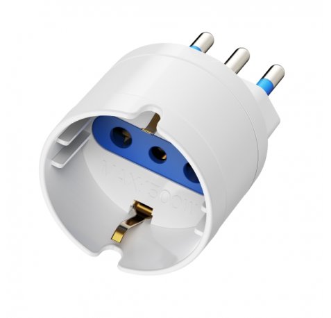 Ewent Adaptador de Viaje para Toma de Enchufe Italiana Tipo L 16A - Hembra Tipo L/Schuko - Color Blanco