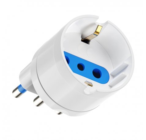 Ewent Adaptador de Viaje para Toma de Enchufe Italiana Tipo L 16A - Hembra Tipo L/Schuko - Color Blanco