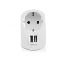 Ewent Cargador de Pared 2xUSB-A + Toma de Corriente - 17W - Color Blanco