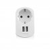 Ewent Cargador de Pared 2xUSB-A + Toma de Corriente - 17W - Color Blanco
