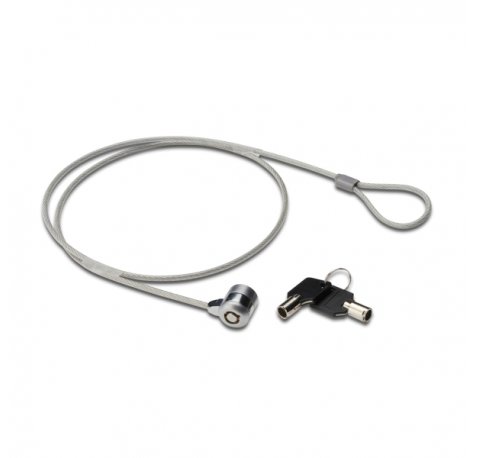 Ewent Cable de Seguridad para Portatil con Llave - 2 Llaves - Cable de Acero - 1.5m de Longitud - Color Acero