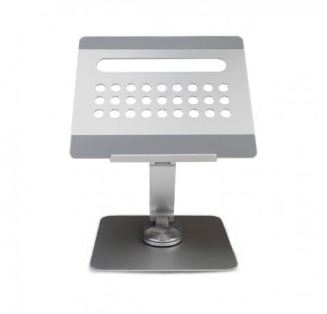 Ewent Soporte de Sobremesa para Portatil - Aluminio - Multipuerto 7 en 1 - Rotacion 360 - Ajustable - Base Antideslizante - Plegable - Color Plateado/Gris