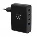 Ewent EW1330 Cargador GaN Universal de Pared 100W Ultrarapido - 3x USB-C PD 3.0 y 1x USB-A QC 3.0 - Color Negro
