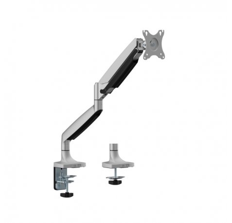 Ewent Soporte de Mesa con Brazo Articulado para Monitor hasta 45" - Giratorio e Inclinable - Gestion de Cables - Peso Maximo 15kg - VESA 100x100 - Abrazadera para Grosor Maximo de 80mm - 134x625x663mm - Color Gris Espacial