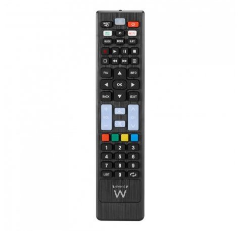 Ewent EW1577 Mando Universal para Lg, Samsung, Sony, Hisense y TCL - Preconfigurado - Botones NetTV y Smart Video - Color Negro