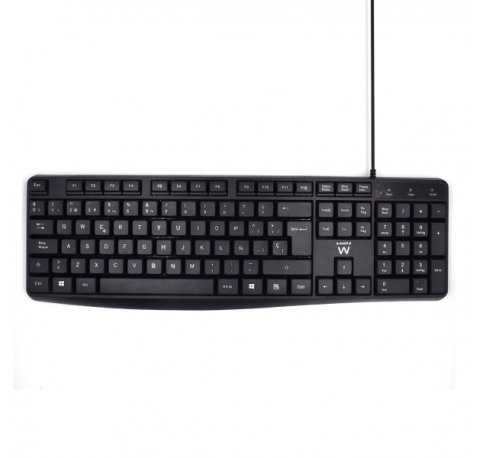 Ewent Teclado con Cable de Oficina - 104 Teclas - Cable USB-A de 1.35m - Color Negro