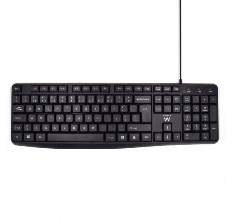 Ewent Teclado con Cable USB - Disposicion Portuguesa QWERTY PT - Cable de 1.35m - Teclas de Bajo Perfil y Silenciosas - Color Negro