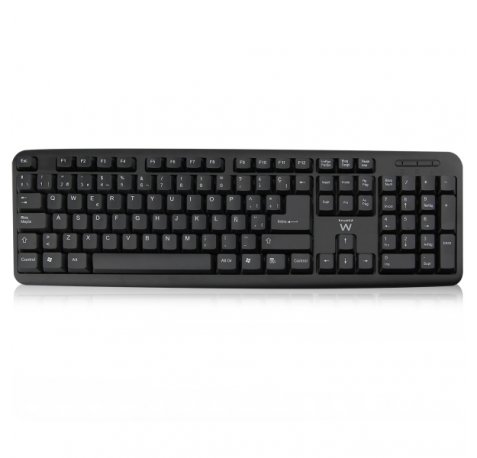 Ewent Teclado con Cable - Diseño Slim - Cable USB-A de 1.35m - Color Negro