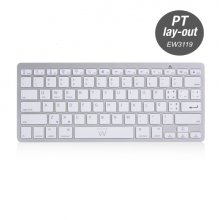 Ewent Teclado de Viaje - Modo Ahorro de Energia - Bluetooth 3.0 - Disposicion Portuguesa QWERTY PT - Alcance hasta 10m - Color Plata/Blanco Ewent Teclado de Viaje - Modo Ahorro de Energia - Bluetooth 3.0 - Disposicion Portuguesa QWERTY PT - Alcance hasta 10m - Color Plata/Blanco
