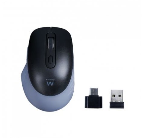 Ewent EW3243 Raton Inalambrico USB 3200dpi - 6 Botones - 2,4Ghz y Bluetooth - Uso Diestro - Color Negro/Gris