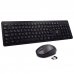 Ewent Paquete Inalambrico 2.4hz KB+RATON - Teclado de Oficina con 13 Teclas Multimedia - Raton de Viaje - 1000dpi Unico - Receptor USB-A - 2 Bateria AA (Incluida) - Color Negro
